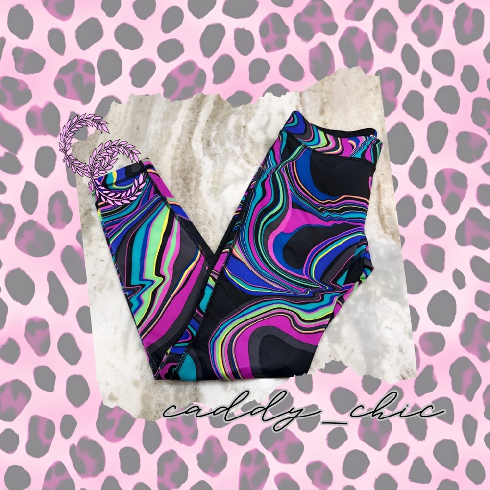FILA Multicolor Swirl Leggings Black | Size Small | EUC